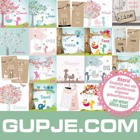 Bekijk alle geboortekaartjes van Gupje.com
