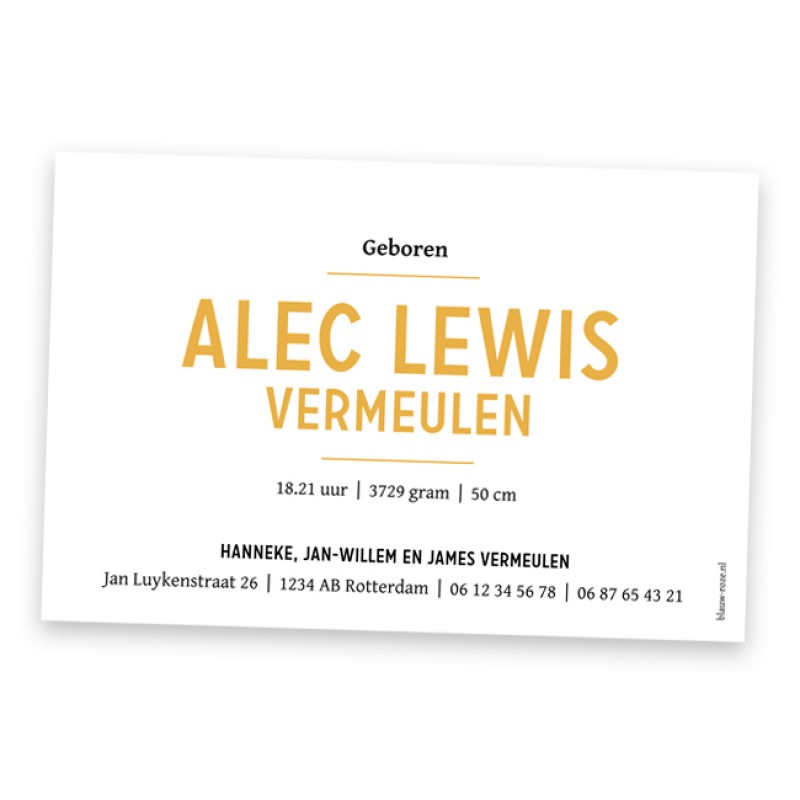 Geboortekaartje Alec