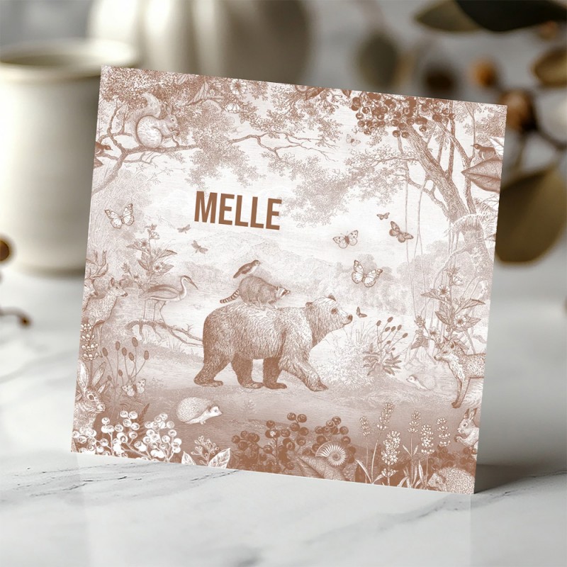 Geboortekaartje Beer en bosdieren