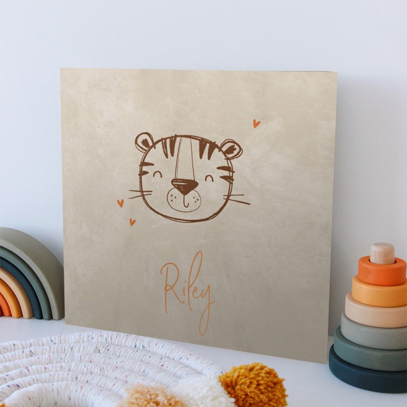 Geboortekaartje beige  met tijgertje