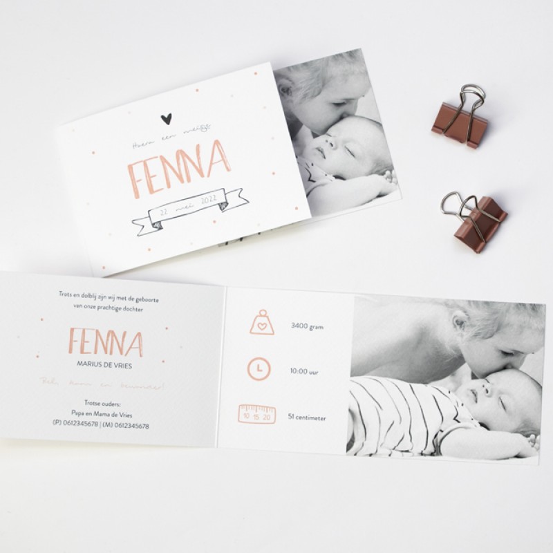 Geboortekaartje DIY confetti en foto
