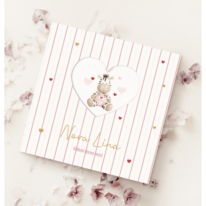 Geboortekaartje Geboortekaart meisje zebra