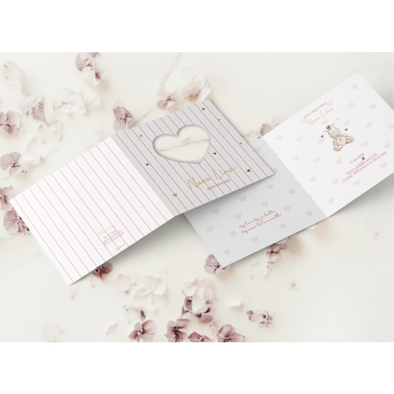 Geboortekaartje Geboortekaart meisje zebra