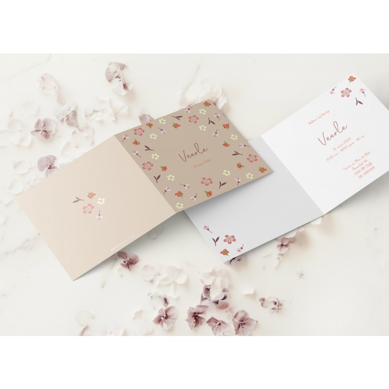 Geboortekaartje Geboortekaartje bloemen