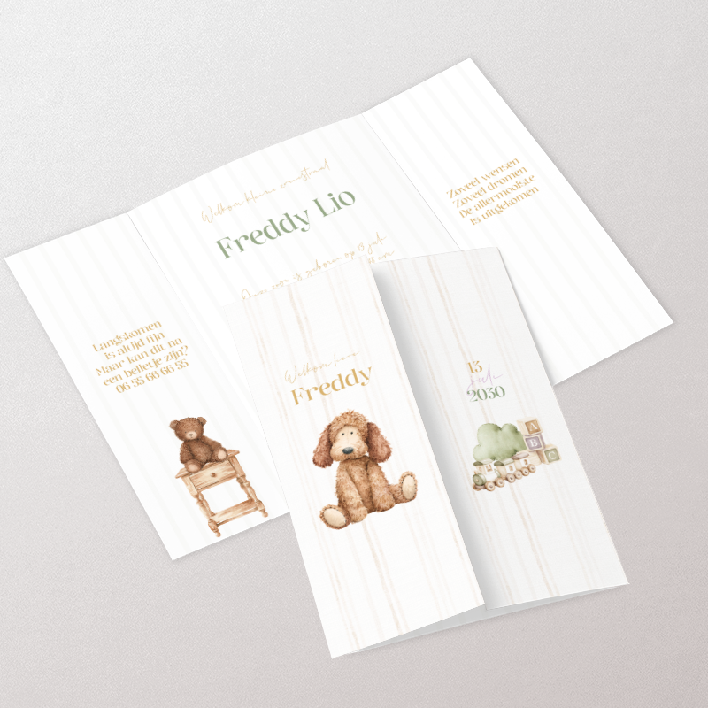 Geboortekaartje Geboortekaartje met hondje