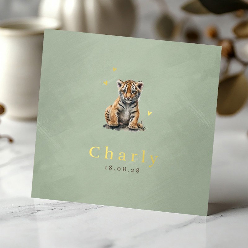 Geboortekaartje Groen met tijger
