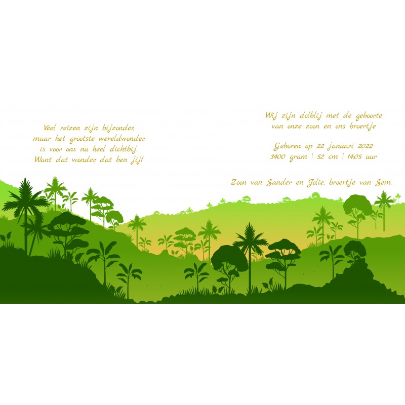 Geboortekaartje Groene jungle