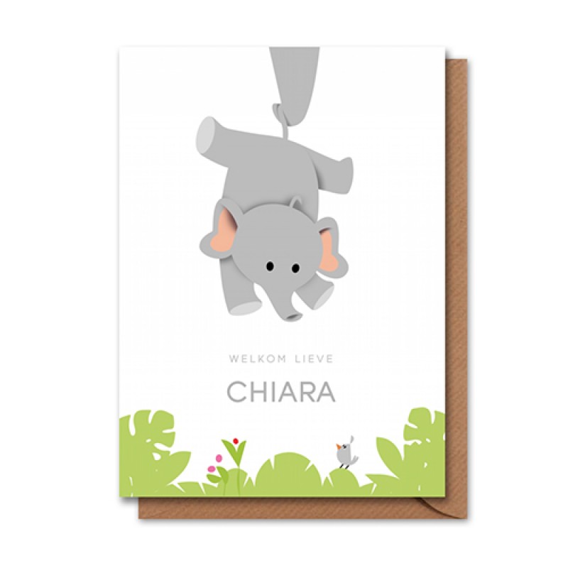 Geboortekaartje hangende olifant