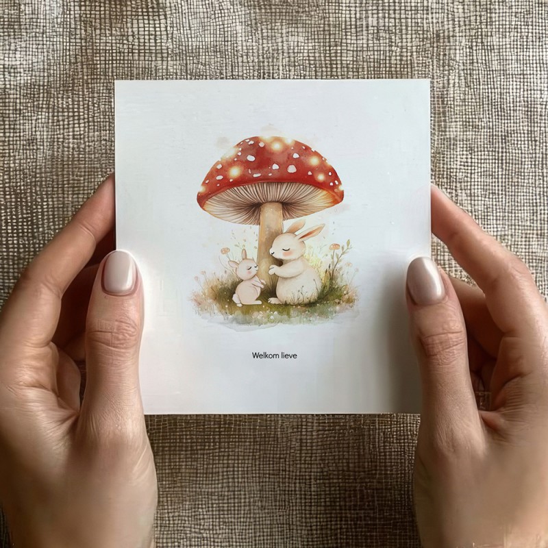 Geboortekaartje Herfst met twee konijntjes Geboortekaartje Herfst met twee konijntjes