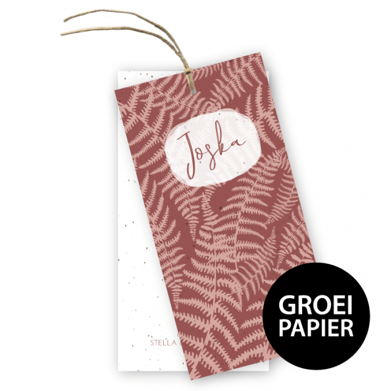 Geboortekaartje Joska groeipapier label Geboortekaartje Joska groeipapier label