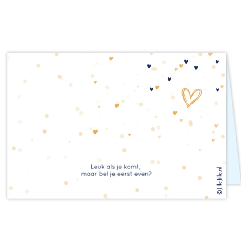 Geboortekaartje kaartje confetti hartjes