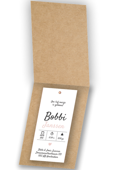 Geboortekaartje Label kaartje - Bobbi Geboortekaartje Label kaartje - Bobbi