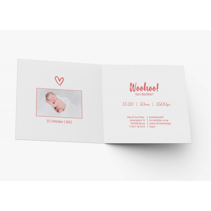 Geboortekaartje Meisjeskaart met foto