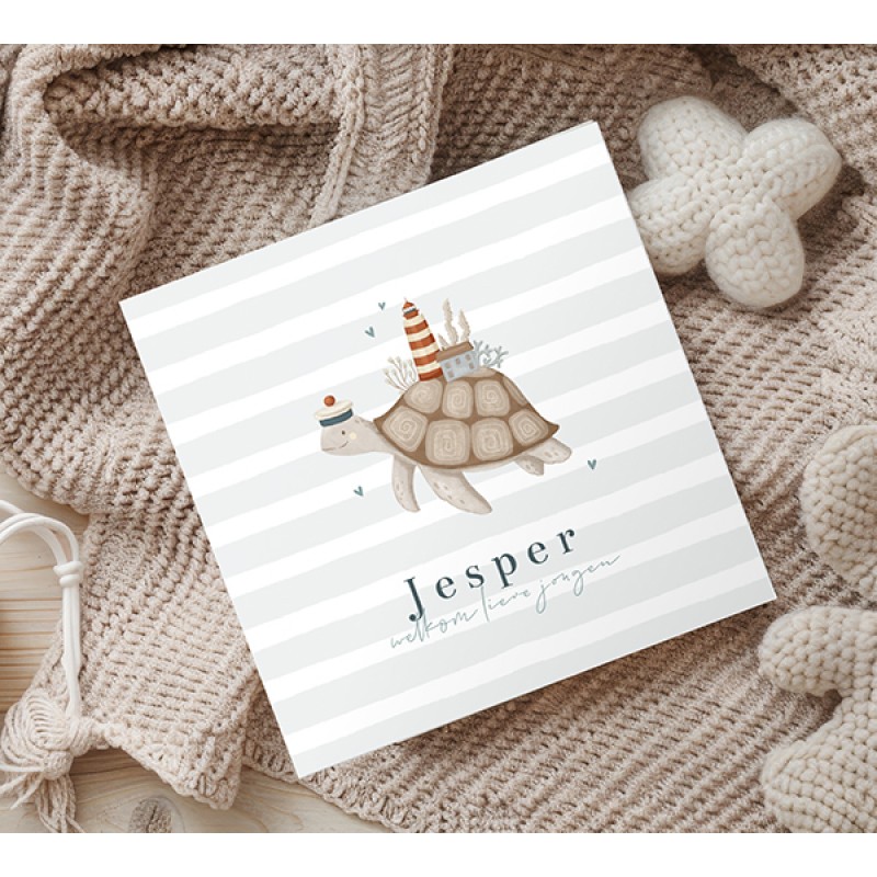 Geboortekaartje Schildpad met vuurtoren