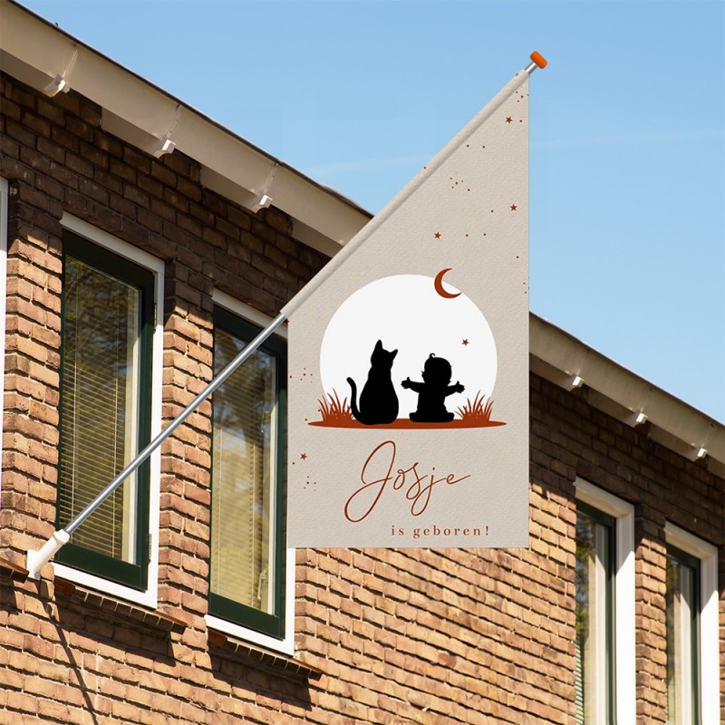 Geboortekaartje Set silhouet kindje en kat