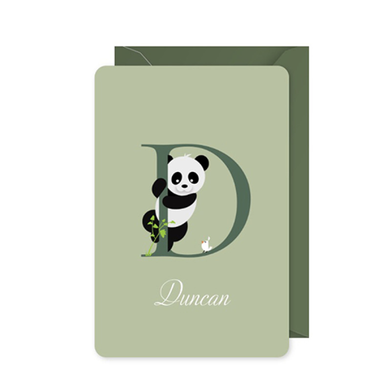 Geboortekaartje typografie panda