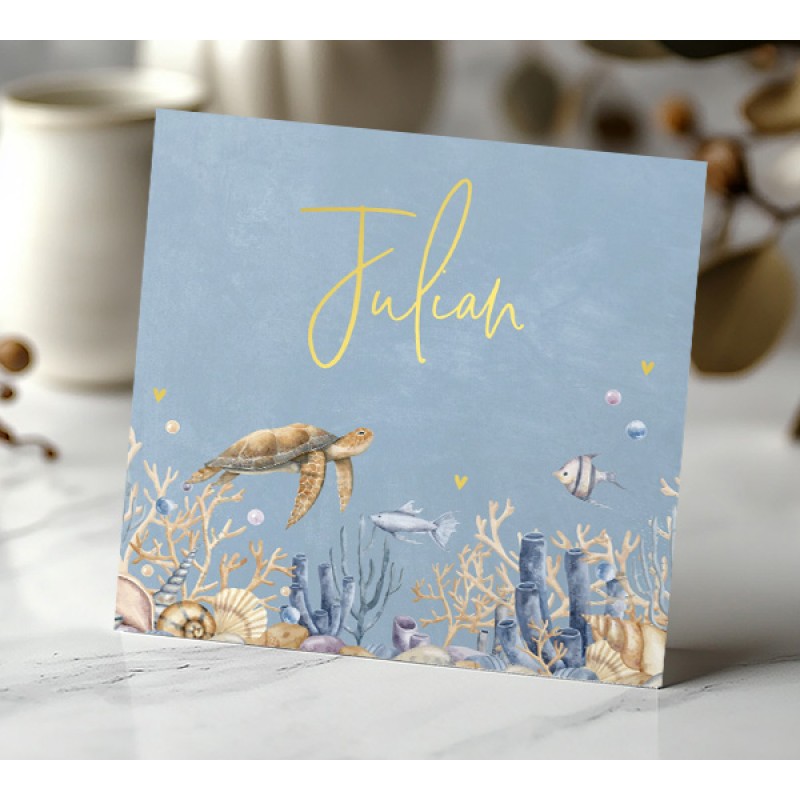 Geboortekaartje Zee met schildpad
