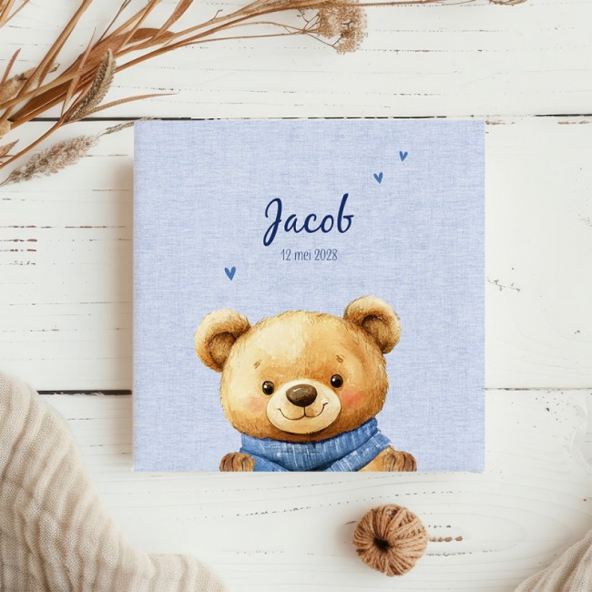 Geboortekaartje Blauw met lief beertje