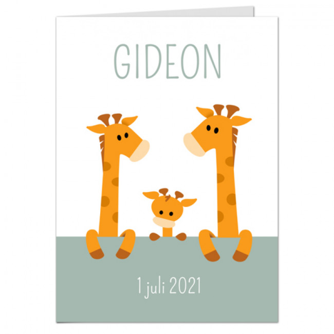Geboortekaartje Drie girafjes