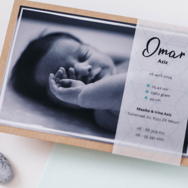 Geboortekaartje Fotokaart met Kalkwikkel