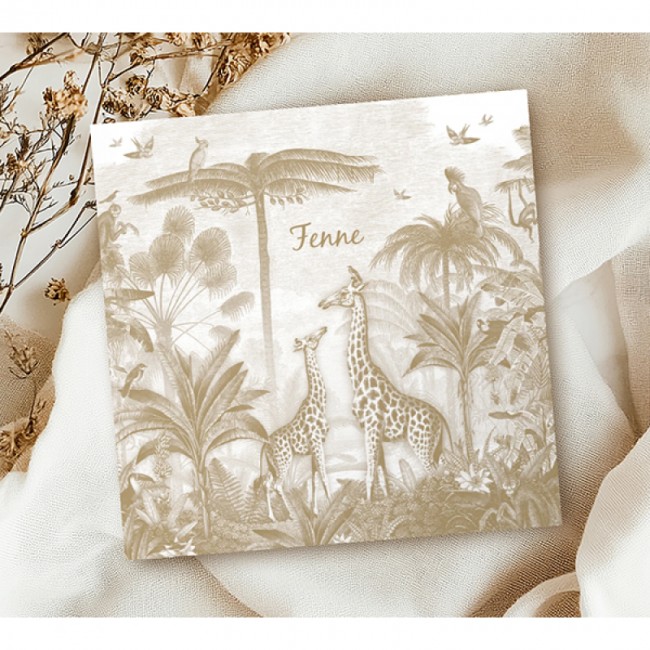 Geboortekaartje Giraffen en aapjes