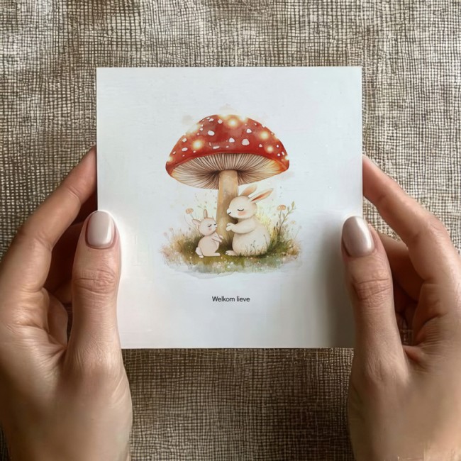 Geboortekaartje Herfst met twee konijntjes