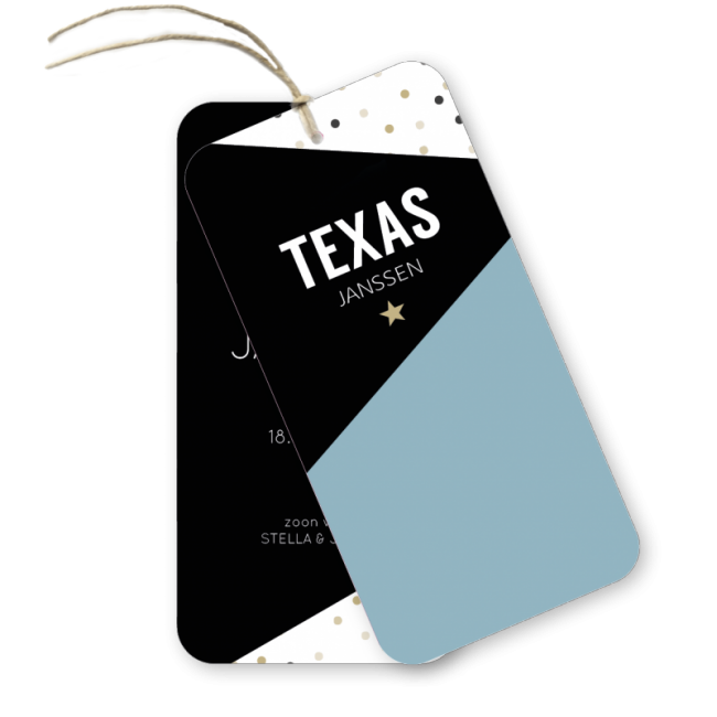 Geboortekaartje Label kaartje -  Texas
