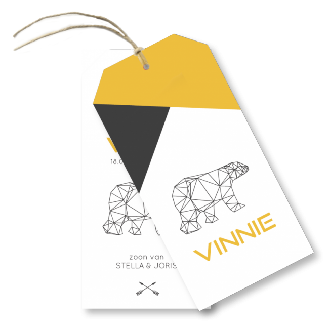 Geboortekaartje Label kaartje - Vinnie