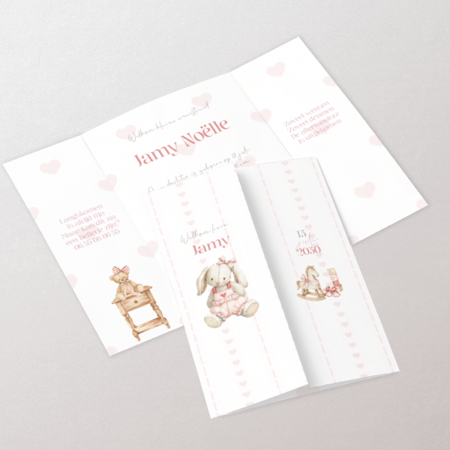 Geboortekaartje Luiklouw met konijntje