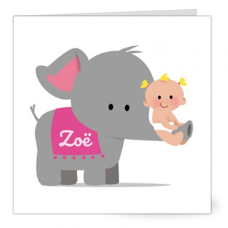 Geboortekaartje Meisje op olifant
