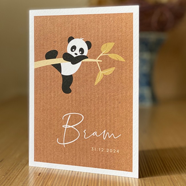 Geboortekaartje panda aan tak