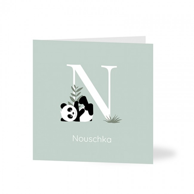 Geboortekaartje panda voor grote letter