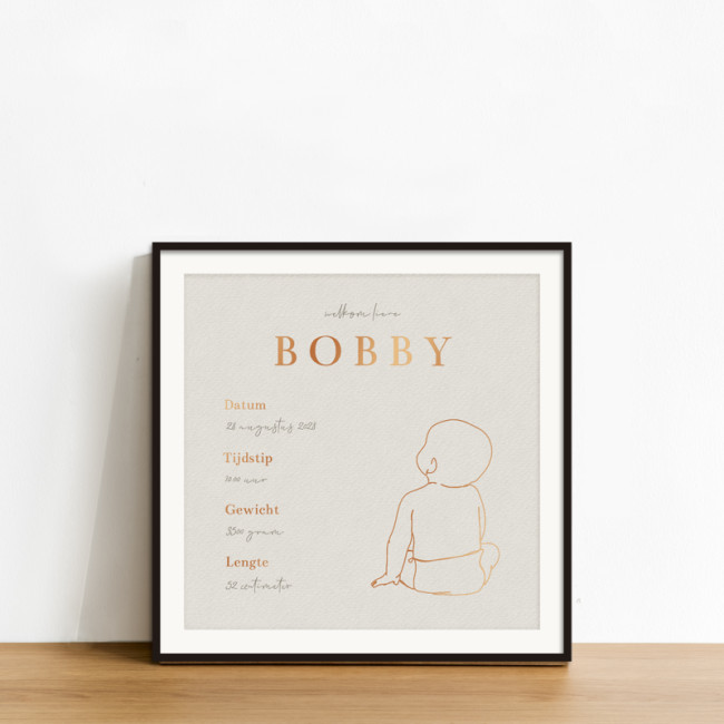 Geboortekaartje Poster baby en gegevens