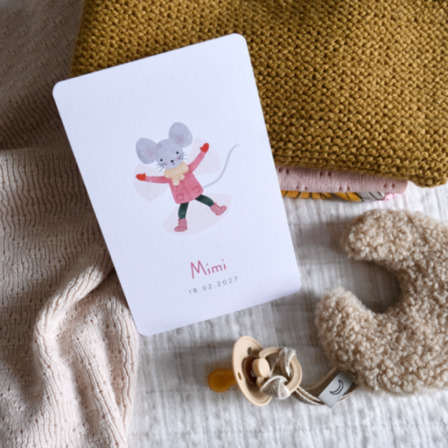 Geboortekaartje Sneeuwengel-muisje