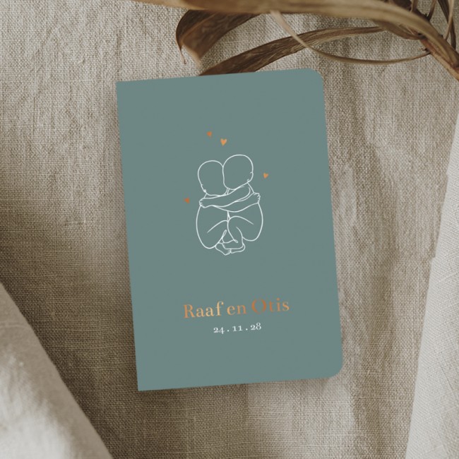 Geboortekaartje Tweeling lijntekening